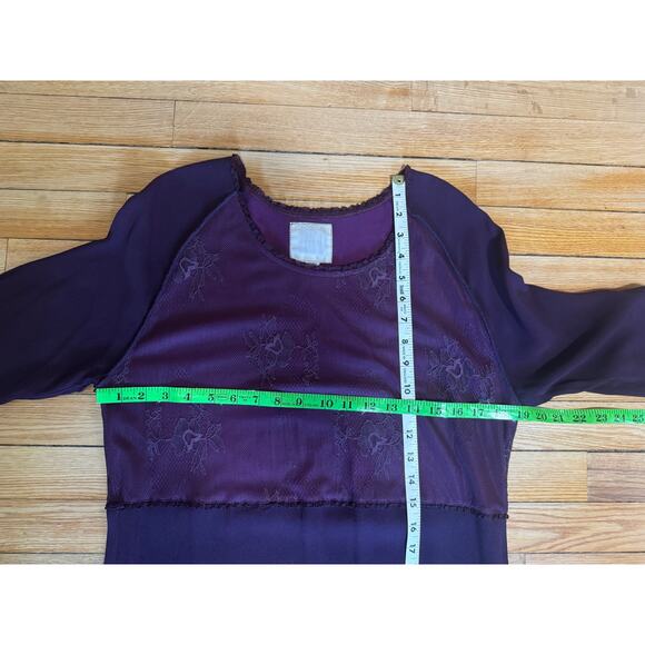 Vintage Nooshin Femme 90s Purple Long Sleeve Lace Dress | Size M - Picture 14 of 15